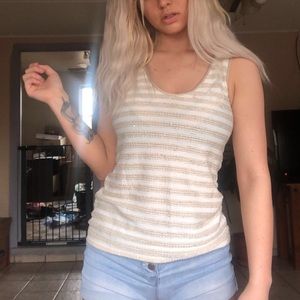 BANANA REPUBLIC sequin gold and white top